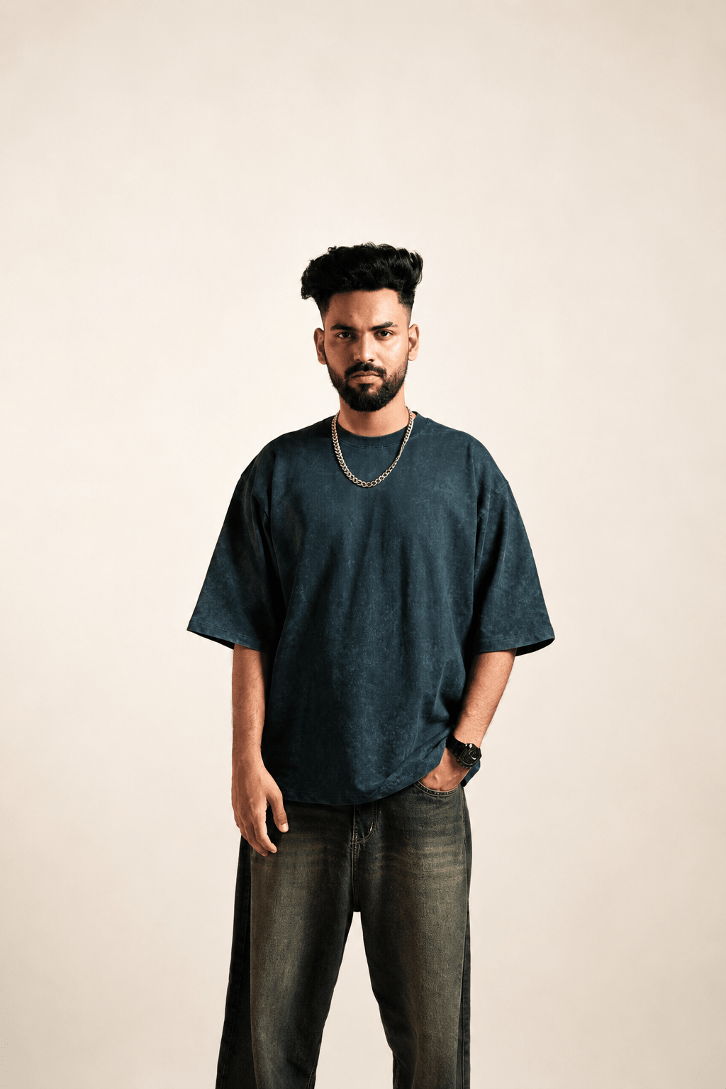 Dragon Wave" Premium Acid Wash Oversized Tee - GreenUrbanFaad
