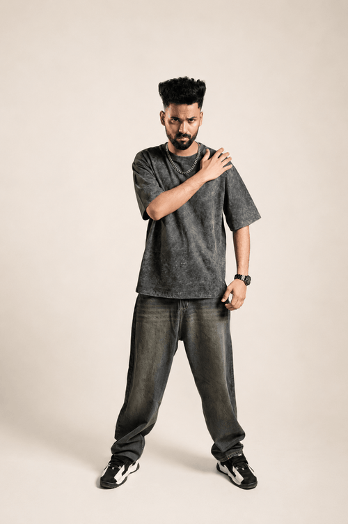 "Duality" Premium Acid Wash Oversized Tee - GreenUrbanFaad