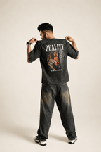 "Duality" Premium Acid Wash Oversized Tee - GreenUrbanFaad