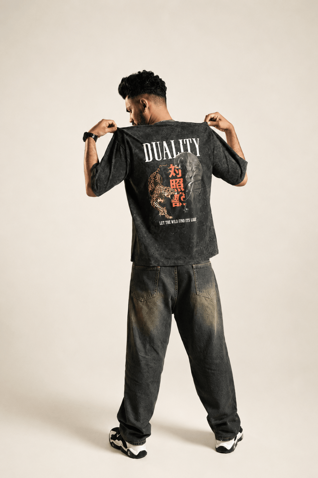 "Duality" Premium Acid Wash Oversized Tee - GreenUrbanFaad