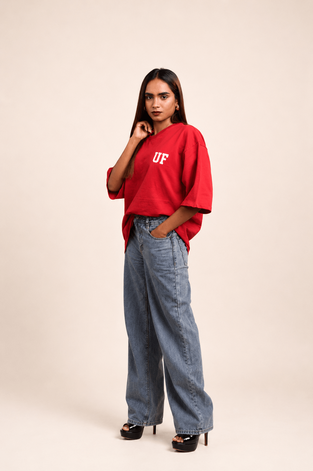 UrbanFaad "Classic Heavy" Monogram Oversized Tee - RedUrbanFaad