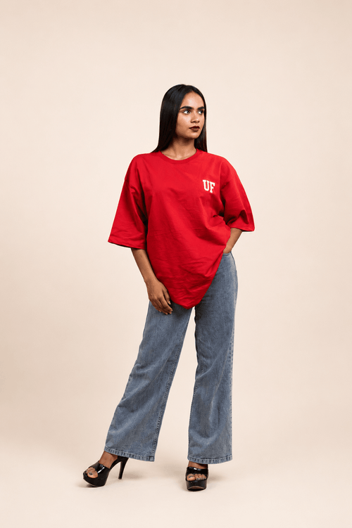 UrbanFaad "Classic Heavy" Monogram Oversized Tee - RedUrbanFaad