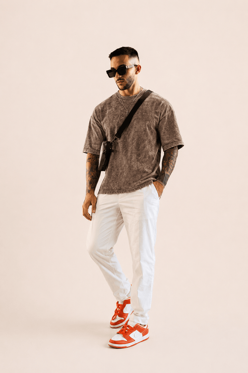 UrbanFaad Premium Acid Wash Blank Tee - ChocolateUrbanFaad